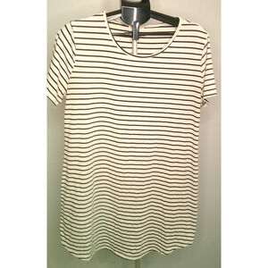 Ours - Women's XXL Short Sleeve T-shirt Dress Black & White Horizontal Stripes